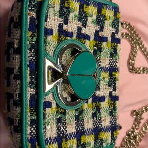 Chic Tweed Crossbody Bag with Chain Strap